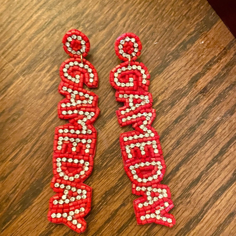 Red Beaded Gameday Earrings